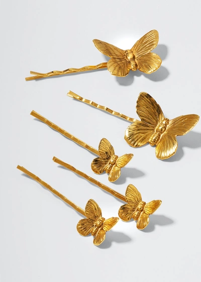 Shop Jennifer Behr Pippa Butterfly Bobby Pins, Set Of 5 In Gold