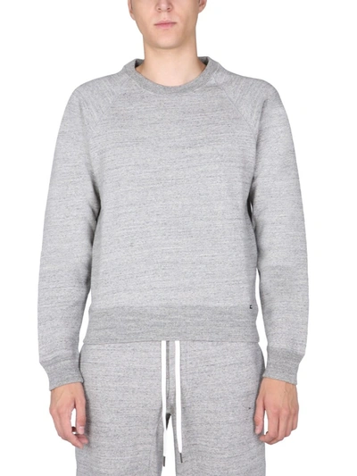 Shop Tom Ford Straight Hem Crewneck Sweatshirt In Grey