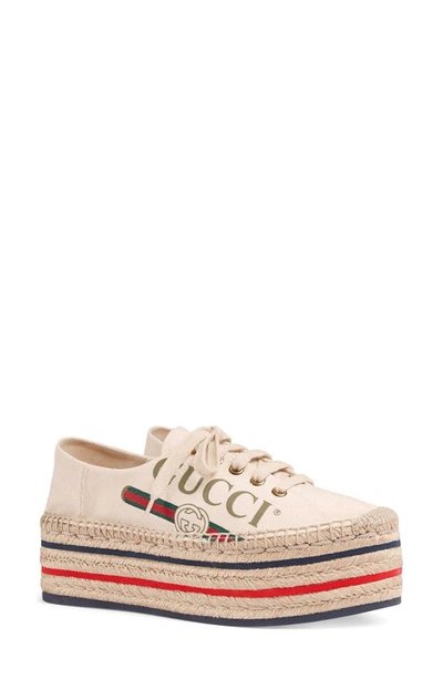 Shop Gucci Lilibeth Convertible Logo Espadrille In Ivory
