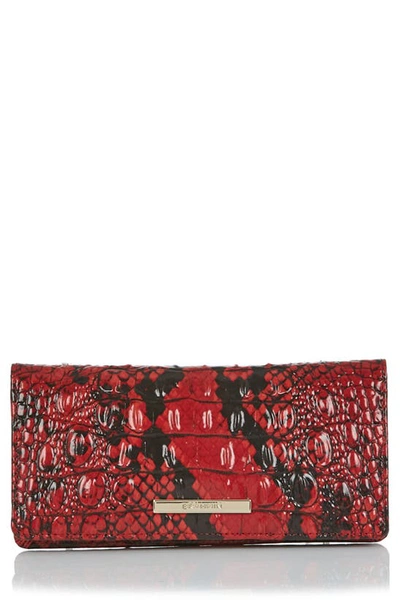 Shop Brahmin Ady Croc Embossed Leather Wallet In Lipstick