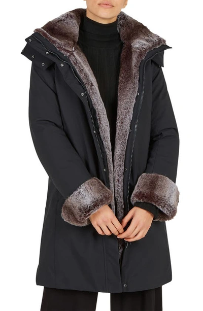 Save The Duck Samantah Faux Fur Water Repellent Hooded Parka In Black |  ModeSens