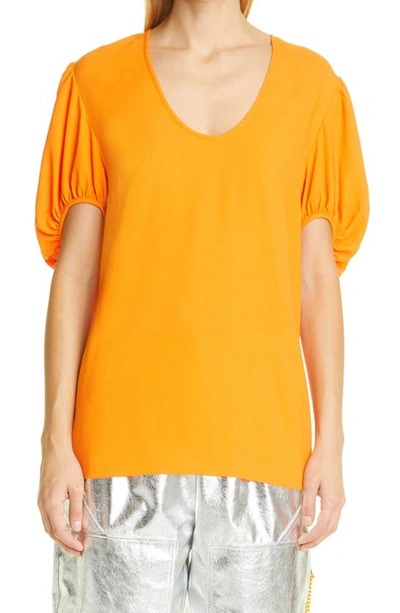 Shop Stella Mccartney Puff Sleeve Blouse In Bright Orange