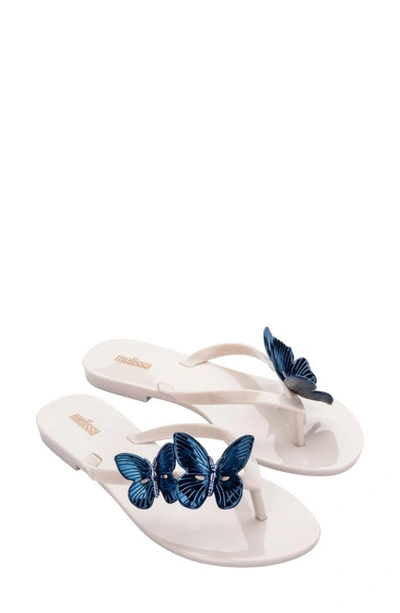 Shop Melissa Harmonic Fly Flip Flop In Beige/ Blue