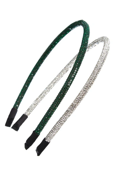 Shop Tasha 2-pack Crystal Headbands In Emerald Crystal