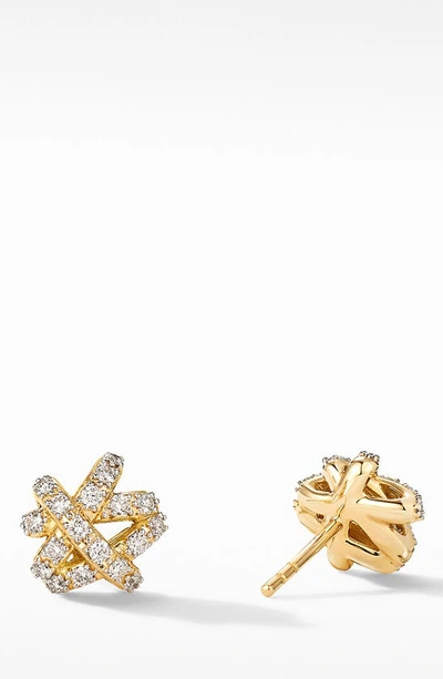 Shop David Yurman Full Diamond Pavé Crossover Stud Earrings