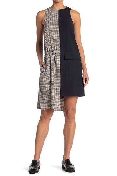 Shop Tibi Sana Colorblock Asymmetric Shift Dress In Blue Check Multi