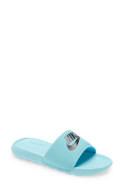 Shop Nike Victori Slide Sandal In Copa/ Black/ Turquoise Blue