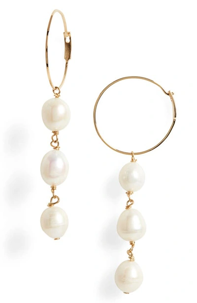 Shop Jil Sander Revive Pearl Drop Earrings In Gold
