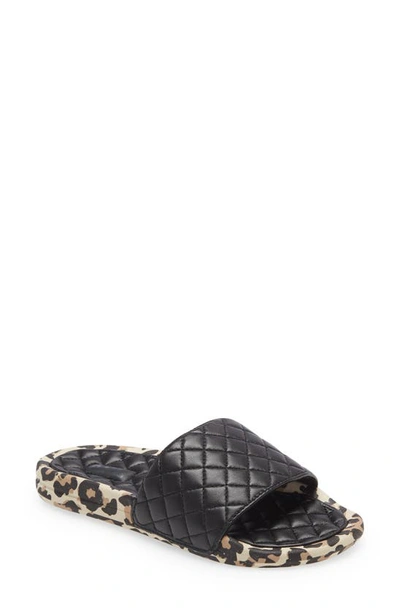 Shop Apl Athletic Propulsion Labs Lusso Quilted Slide Sandal In Black / Leopard