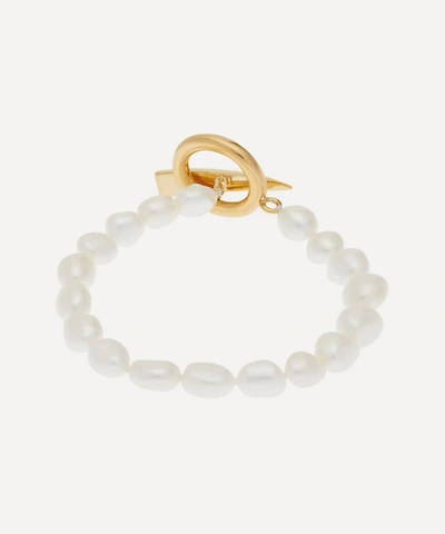 Shop Missoma 18ct Gold Plated Vermeil Silver Baroque Pearl Claw T-bar Bracelet
