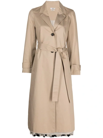 Shop Jason Wu Pleated Floral-panel Trench Coat In Brown