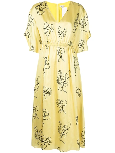 Shop Jason Wu Floral Print V-neck Dress In Yellow