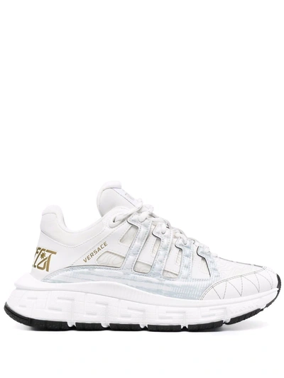 Shop Versace Trigreca Low-top Chunky Sneakers In White