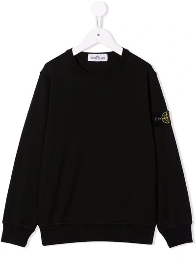 Shop Stone Island Junior Logo Patch Long-sleeve Sweatshirt In Black
