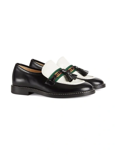 Shop Gucci Web Stripe-trim Loafers In Black