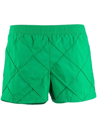 Shop Bottega Veneta Textured Swim Shorts In Green