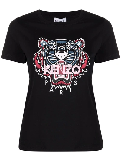 Shop Kenzo Tiger-print Cotton T-shirt In Black