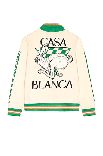 Shop Casablanca Casa Racing Intarsia Knit In Off White