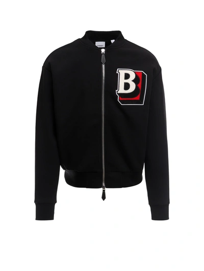 Shop Burberry Logo Patch Bomber Jacket In Black