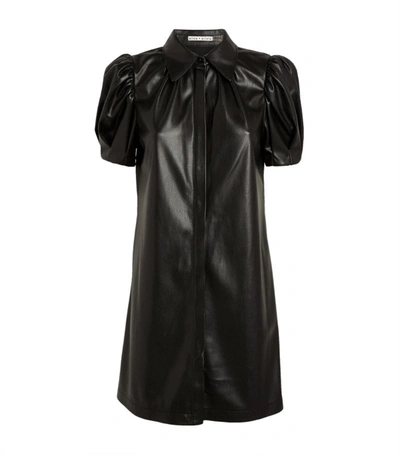 Shop Alice And Olivia Vegan Leather Mini Dress In Black