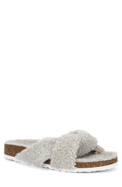 Shop Olivia Miller Lana Faux Shearling Sandal In Grey