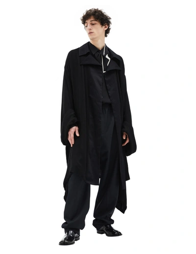 Shop Yohji Yamamoto Coat With Voluminous Sleeves In Black