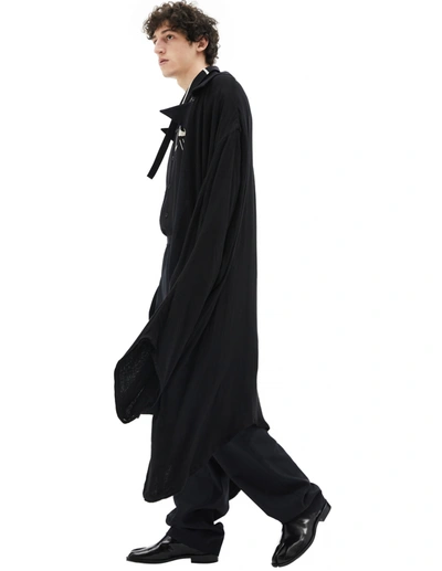 Shop Yohji Yamamoto Coat With Voluminous Sleeves In Black