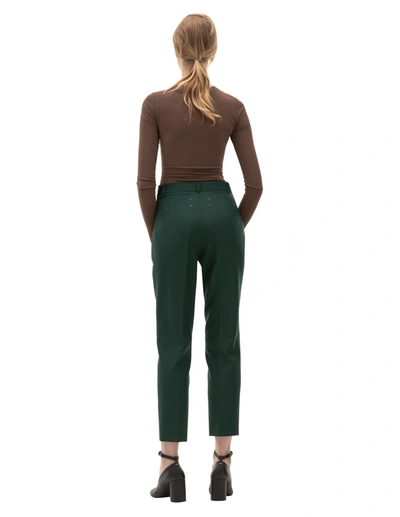 Shop Maison Margiela Green High-waisted Trousers