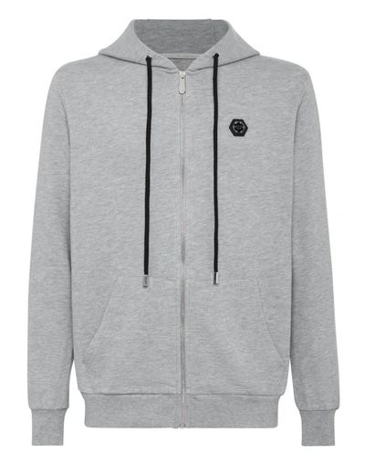 Shop Philipp Plein Plein™ Logo Zip-up Hoodie In Grey