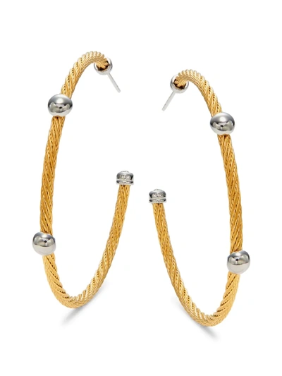 Shop Alor Women's 18k White Gold & Stainless Steel Half-hoop Earrings