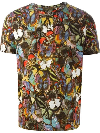 Valentino 'camubutterfly' T-shirt In Military Green