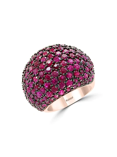 Effy Women's 14k Rose Gold & Natural Ruby Dome Ring/size 7 In Ruby