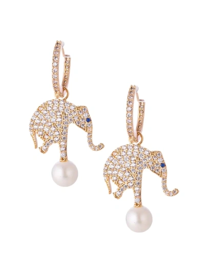 Eye Candy La Luxe Collection Elephant Luck Cubic Zirconia Crystal Dangle Earrings In Neutral