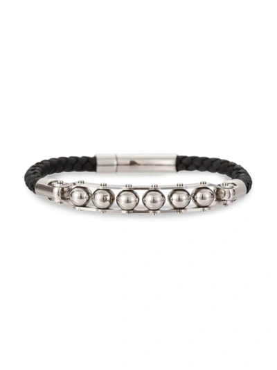 Shop Eye Candy La Men's Andrew Leather Beaded Bracelet In Neutral