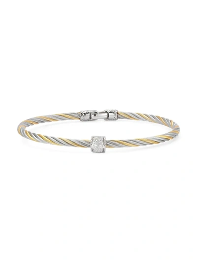 Shop Alor Women's 18k Yellow Gold Stainless Steel Diamond Cable Bracelet