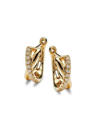 Shop Saks Fifth Avenue Women's 14k Yellow Gold & Diamond Earrings