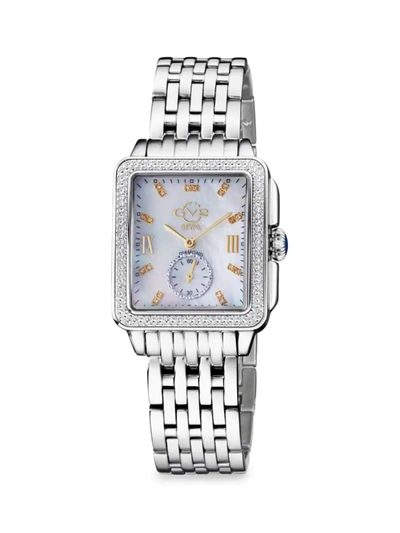 Shop Gv2 Women's Bari 34mm Stainless Steel, Mother-of-pearl & Diamond Bracelet Watch In Neutral
