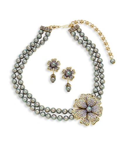 Shop Heidi Daus Women's 2-piece Floral Faux Pearl Necklace & Earring Set In Neutral