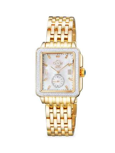 Shop Gv2 Women's Bari Tortoise Stainless Steel, Mother-of-pearl & Diamond Bracelet Watch In Sapphire