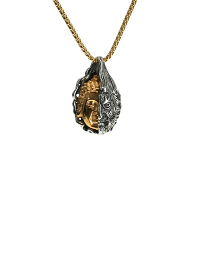 Shop Jean Claude Men's Dell Arte Goldplated & Stainless Steel Buddha & Devil Pendant Necklace In Yellow