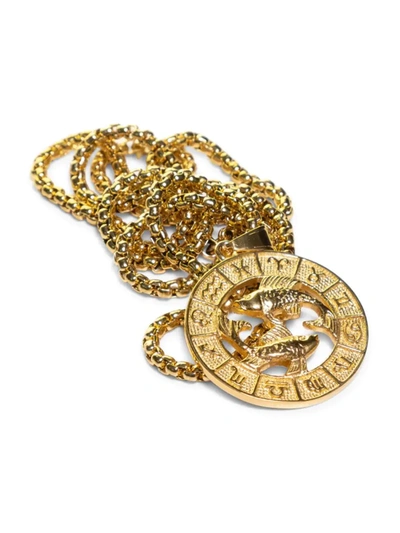 Shop Jean Claude Men's Goldplated Stainless Steel Zodiac Pendant Necklace In Pisces