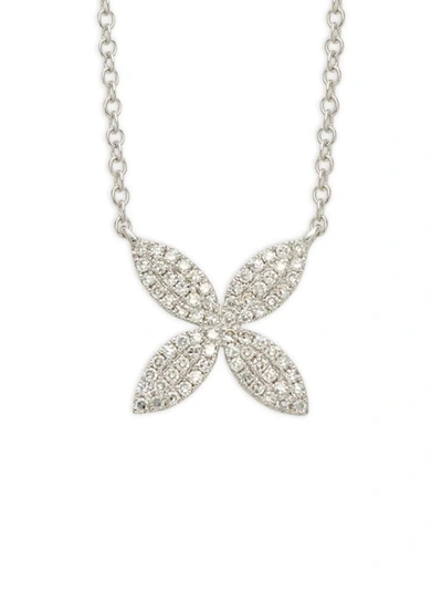 Shop Saks Fifth Avenue Women's 14k White Gold Diamond Flower Pendant Necklace