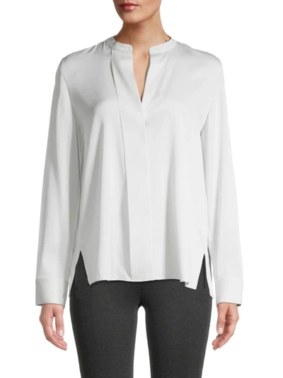Shop Vince Women's Stretch-silk Shirt In Mist