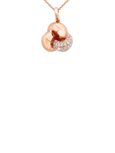 Shop Le Vian Women's 14k Strawberry Gold® & Vanilla Diamond® Love Knot Pendant Necklace