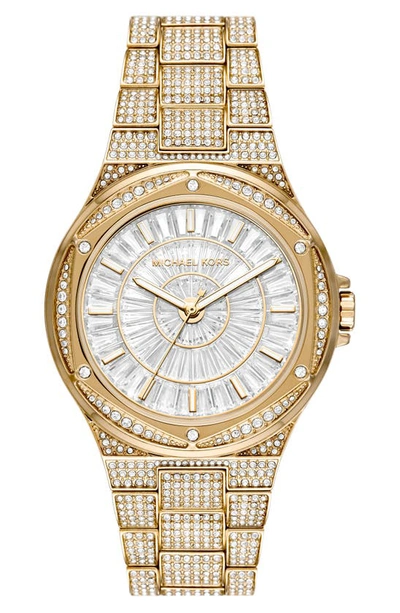 Shop Michael Kors Lennox Pavé Bracelet Watch, 41mm In Gold