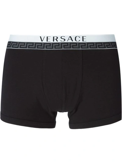 Versace Greca Three-pack Boxers In Black