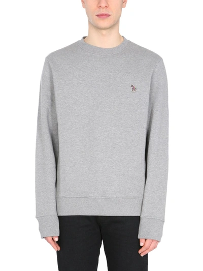 Shop Ps By Paul Smith Ps Paul Smith Zebra Logo Embroidered Crewneck Sweatshirt In Grey