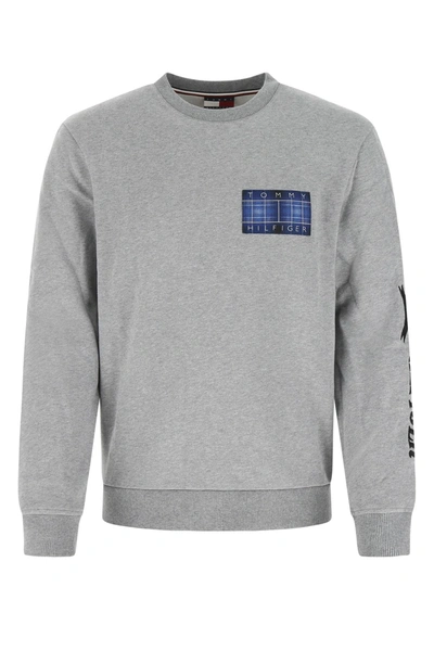 Shop Tommy Hilfiger Crest Logo Embroidered Sweatshirt In Grey