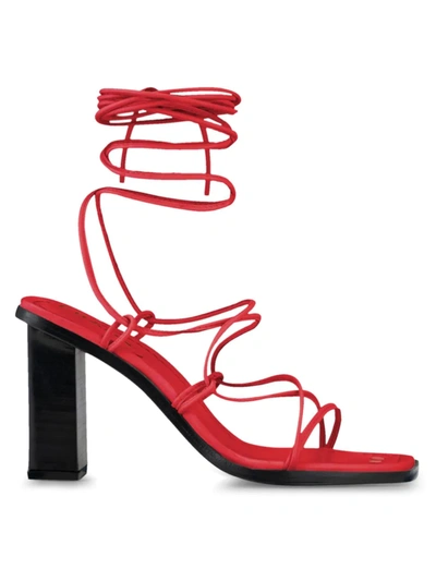 Shop Frame Women's Le Doheny Leather Ankle-strap Sandals In Garnet