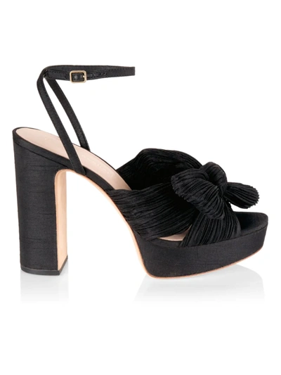 Shop Loeffler Randall Women's Natalia 115mm Pleated Bow Platform Sandals In Black